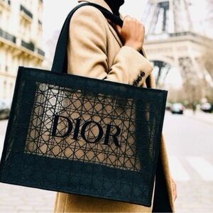 Dior 2025 Black Mesh & Velvet Tote Bag. NEW Sealed in Bag. GWP